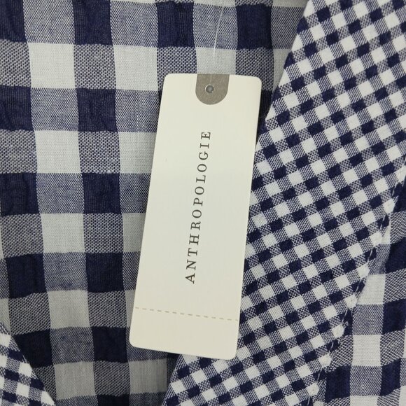 Anthropologie 11.1.TYLHO Navy White Gingham Midi Dress Small New With Tag - Picture 6 of 15